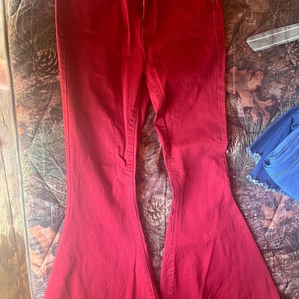 Judy Blue Maroon Super Flare Jeans